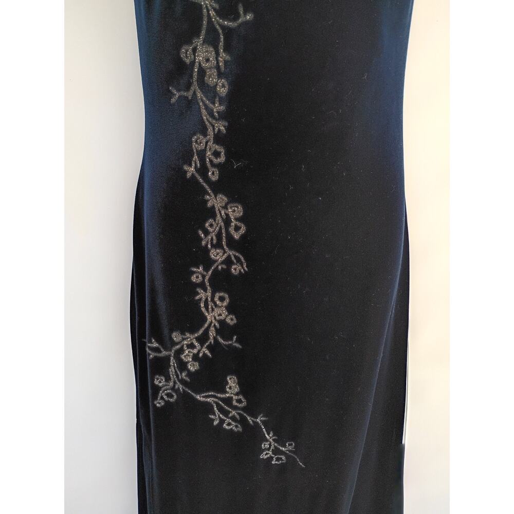Rampage Vintage Y2K 90s Blue Formal Velvet Maxi Dress Prom Whimsygoth Size Small - Picture 3 of 12